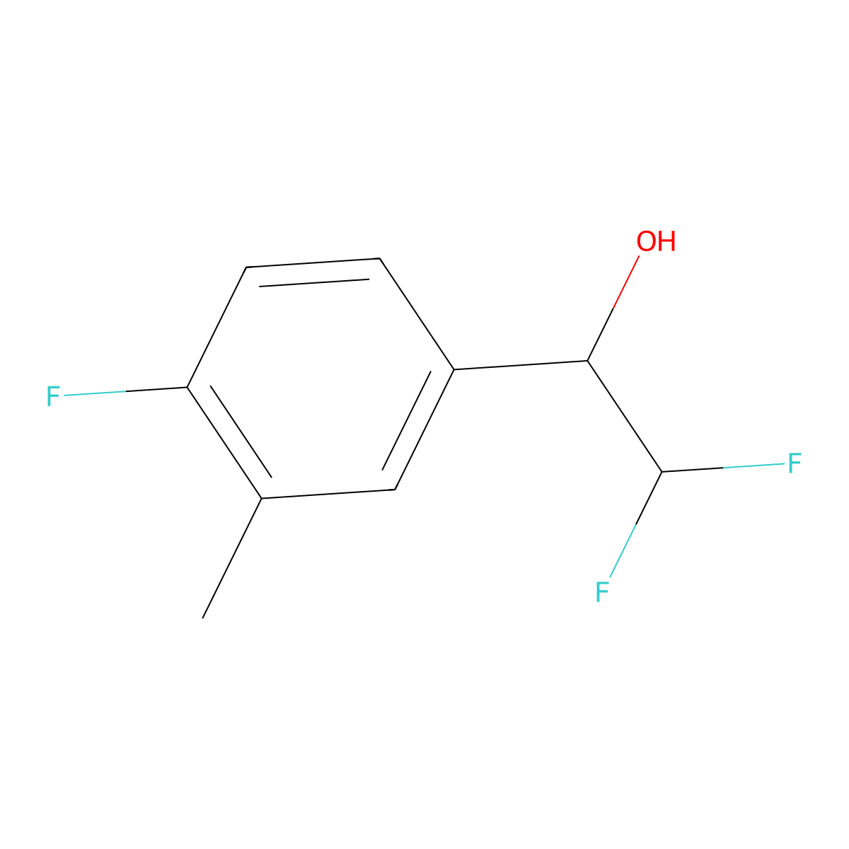 2,2-Difluoro-1-(4-fluoro-3-methylphenyl)ethan-1-ol molecular structure, CAS 1501066-79-0
