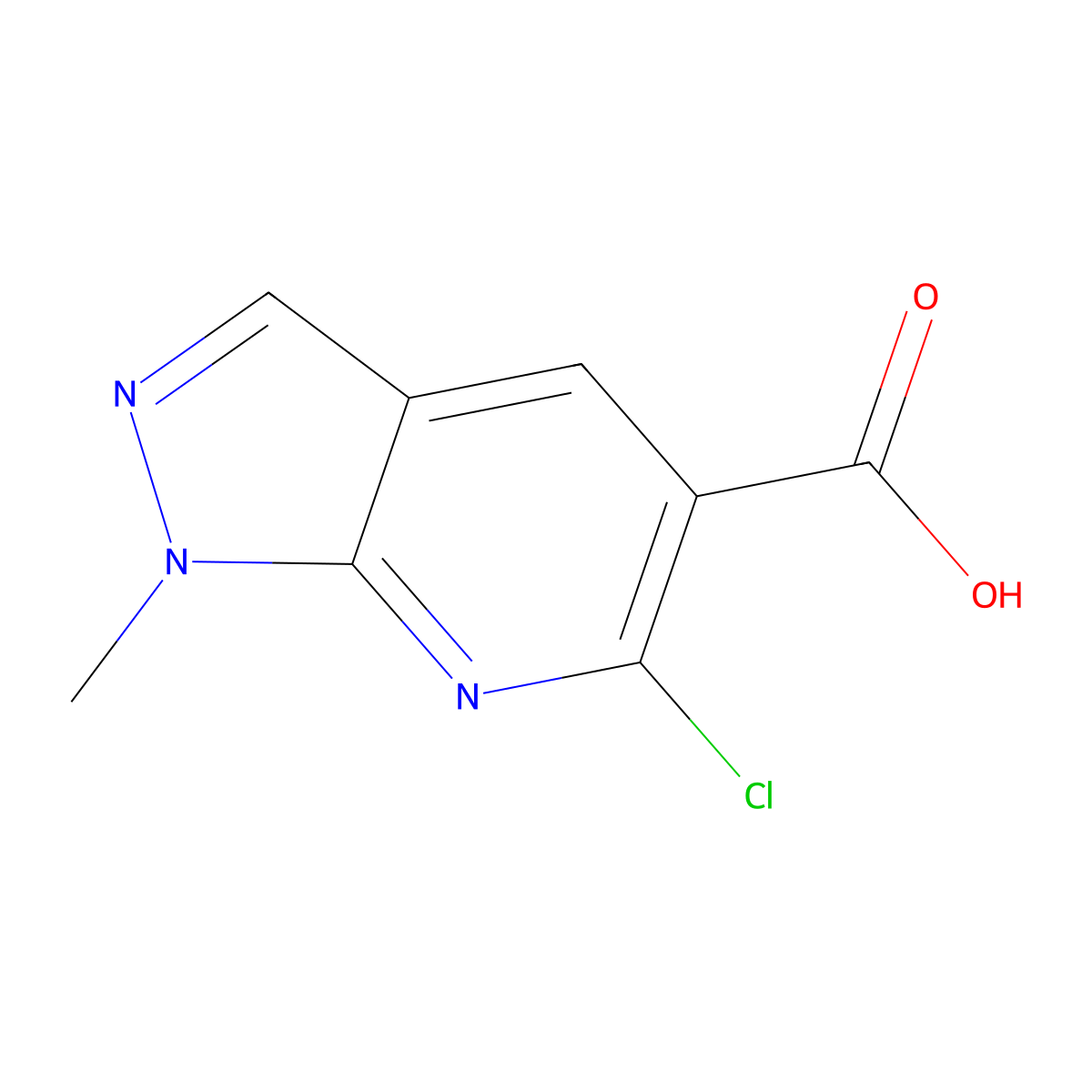 6-chloro-1-methyl-1H-pyrazolo[3,4-b]pyridine-5-carboxylic acid molecular structure, CAS 1501084-74-7