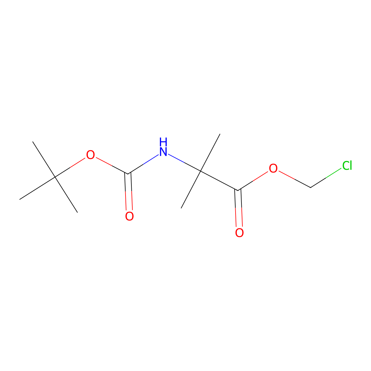 Chloromethyl 2-{[(tert-butoxy)carbonyl]amino}-2-methylpropanoate molecular structure, CAS 150109-48-1