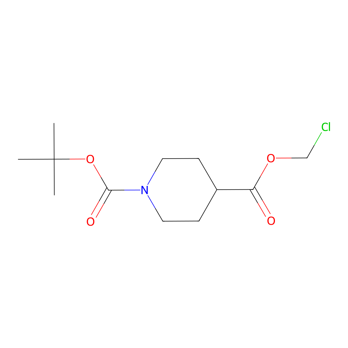 1-Tert-butyl 4-chloromethyl piperidine-1,4-dicarboxylate molecular structure, CAS 150109-49-2