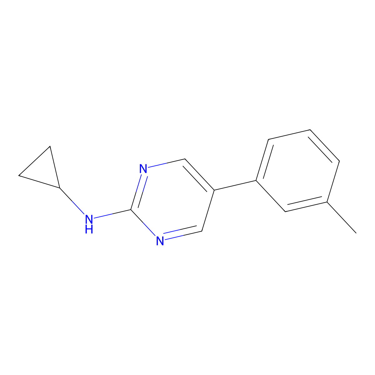 N-cyclopropyl-5-(3-methylphenyl)pyrimidin-2-amine molecular structure, CAS 1501095-73-3