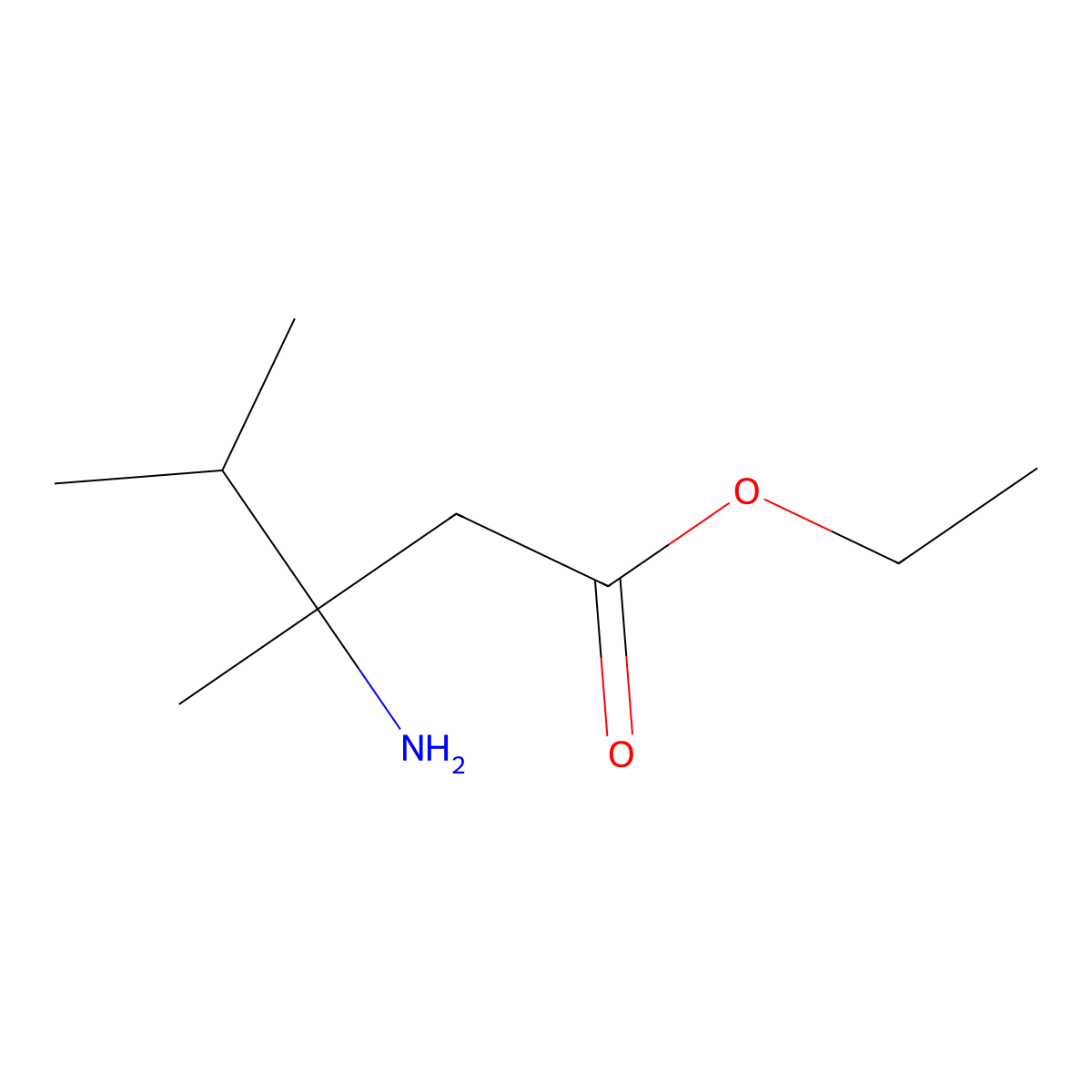 Ethyl 3-amino-3,4-dimethylpentanoate molecular structure, CAS 1501097-42-2