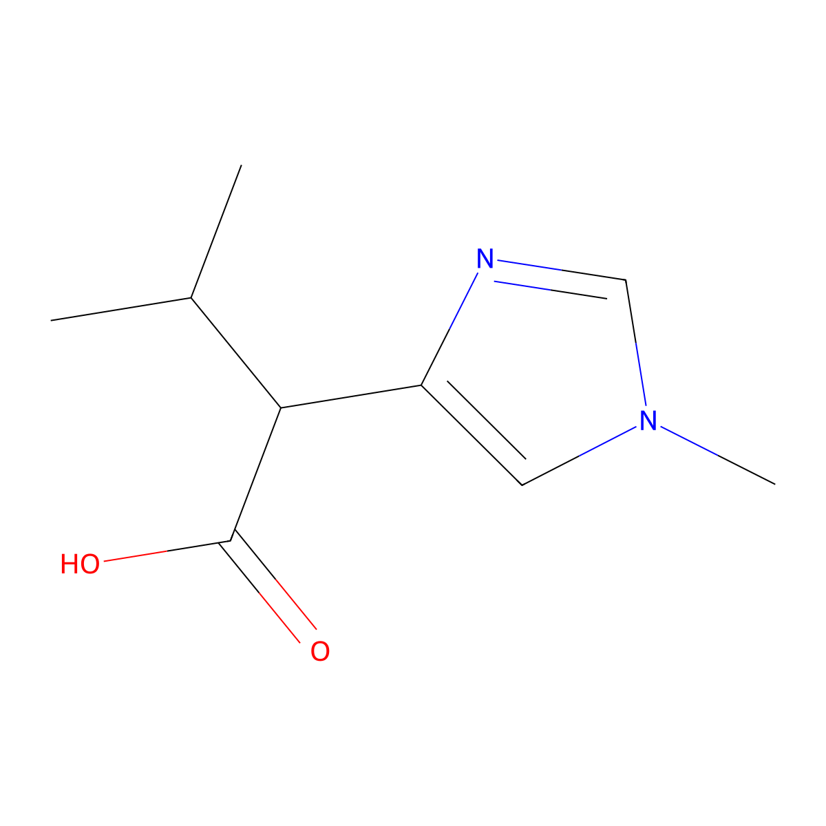 3-Methyl-2-(1-methyl-1H-imidazol-4-yl)butanoic acid molecular structure, CAS 1501102-79-9