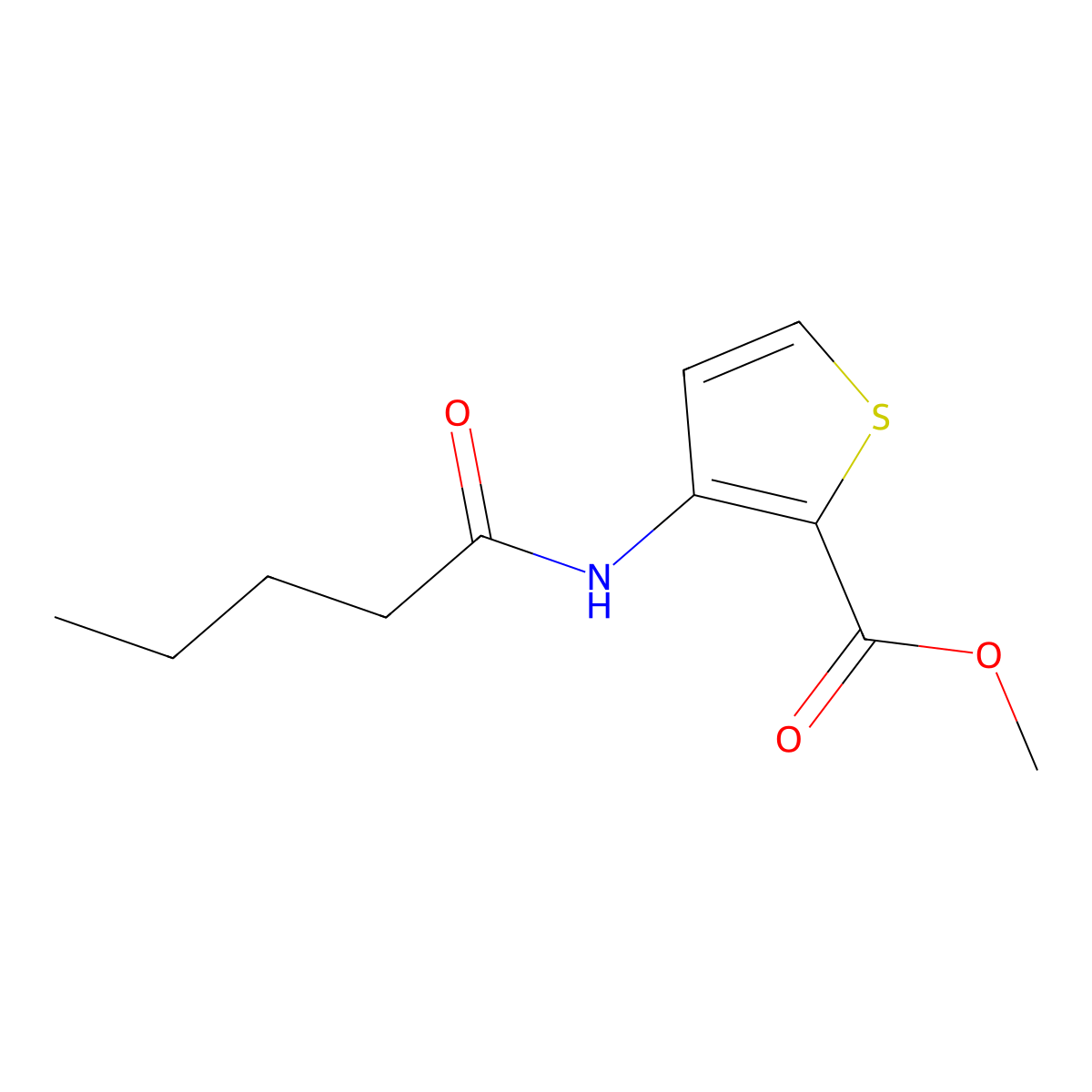 Methyl 3-pentanoylaminothiophene-2-carboxylate molecular structure, CAS 150113-51-2