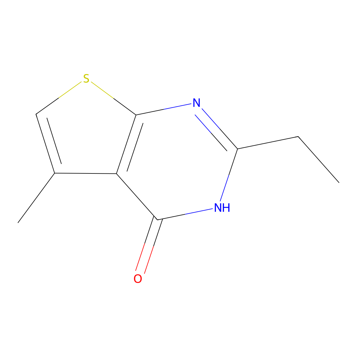 2-ethyl-5-methyl-3H,4H-thieno[2,3-d]pyrimidin-4-one molecular structure, CAS 150113-53-4
