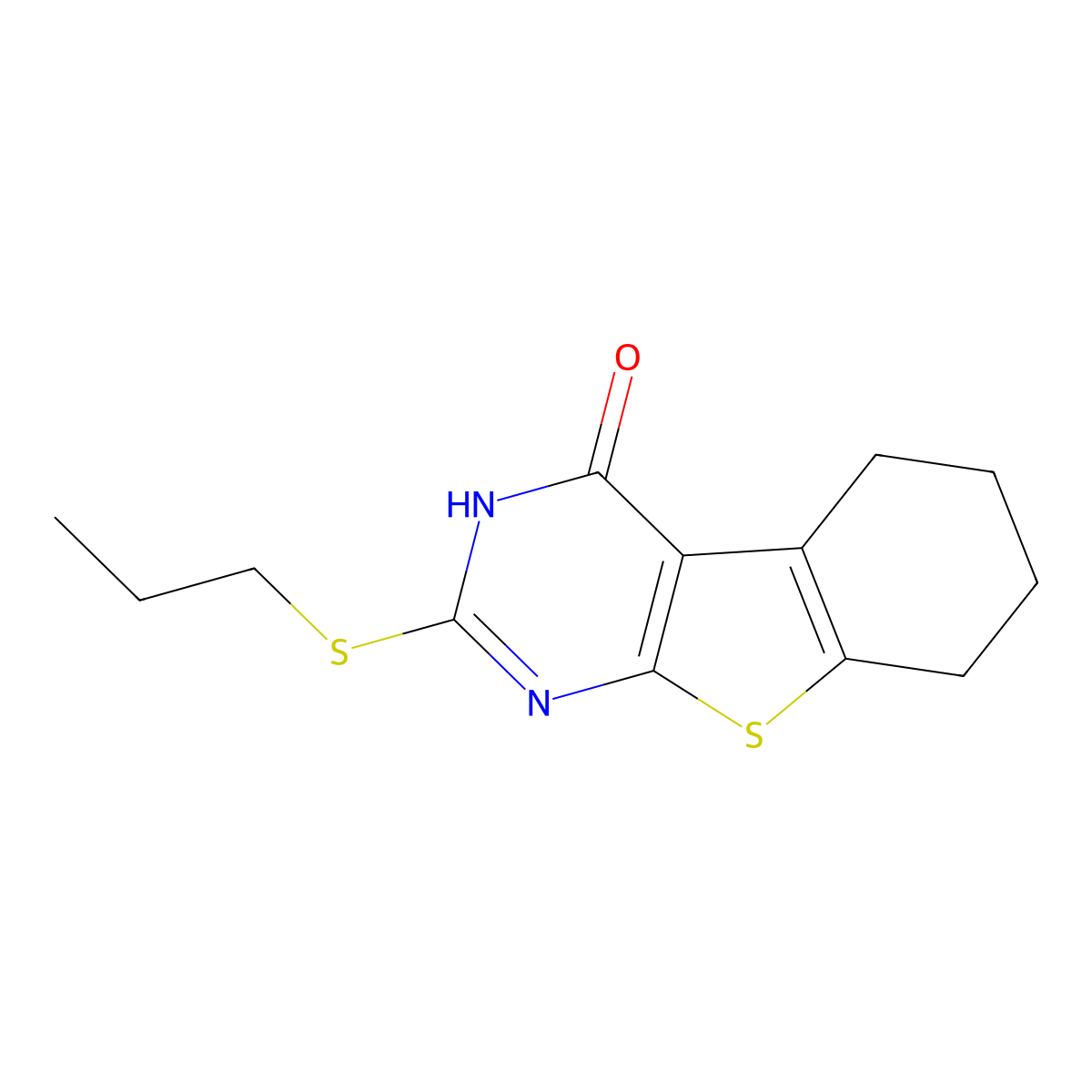 2-propylsulfanyl-5,6,7,8-tetrahydro-3H-[1]benzothiolo[2,3-d]pyrimidin-4-one molecular structure, CAS 150113-54-5