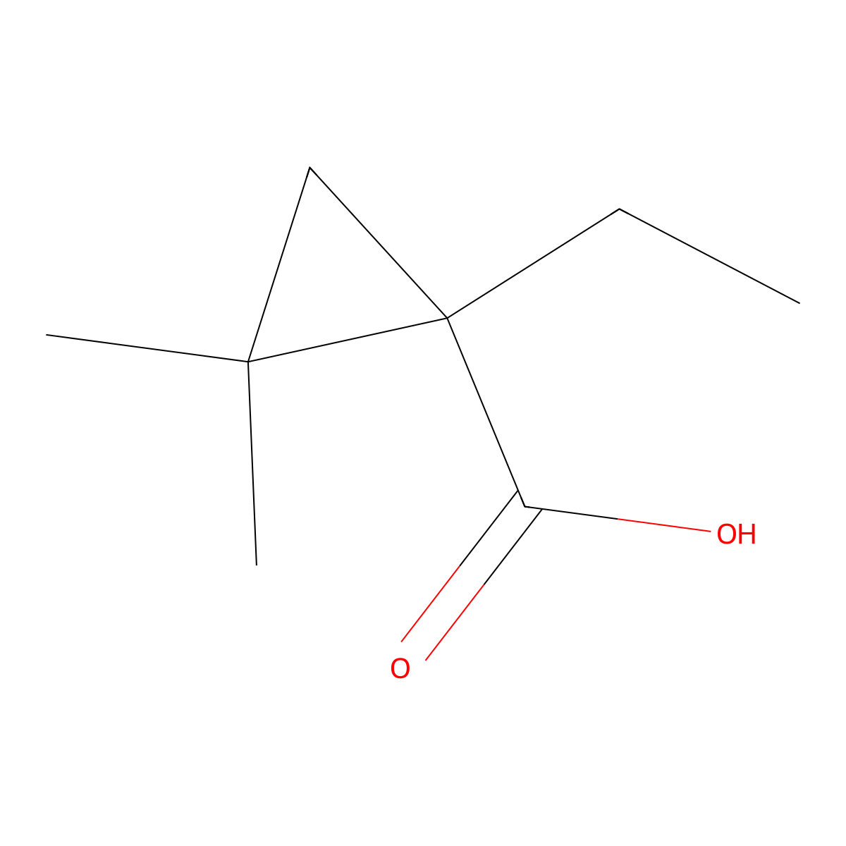1-Ethyl-2,2-dimethylcyclopropane-1-carboxylic acid molecular structure, CAS 1501135-94-9