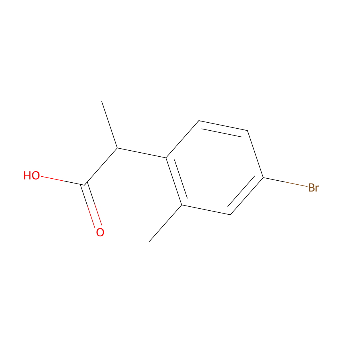 2-(4-Bromo-2-methylphenyl)propanoic acid molecular structure, CAS 1501145-09-0