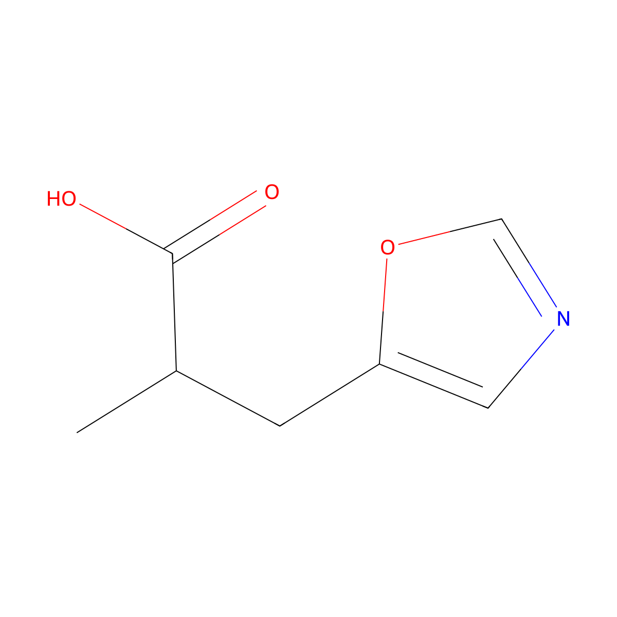 2-Methyl-3-(1,3-oxazol-5-yl)propanoicacid molecular structure, CAS 1501146-24-2