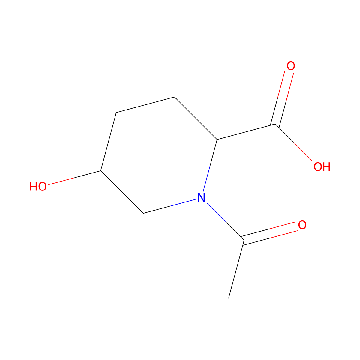 1-Acetyl-5-hydroxypiperidine-2-carboxylic acid molecular structure, CAS 1501147-57-4