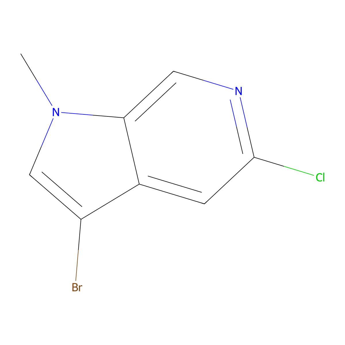 3-bromo-5-chloro-1-methyl-1H-pyrrolo[2,3-c]pyridine molecular structure, CAS 1501153-37-2