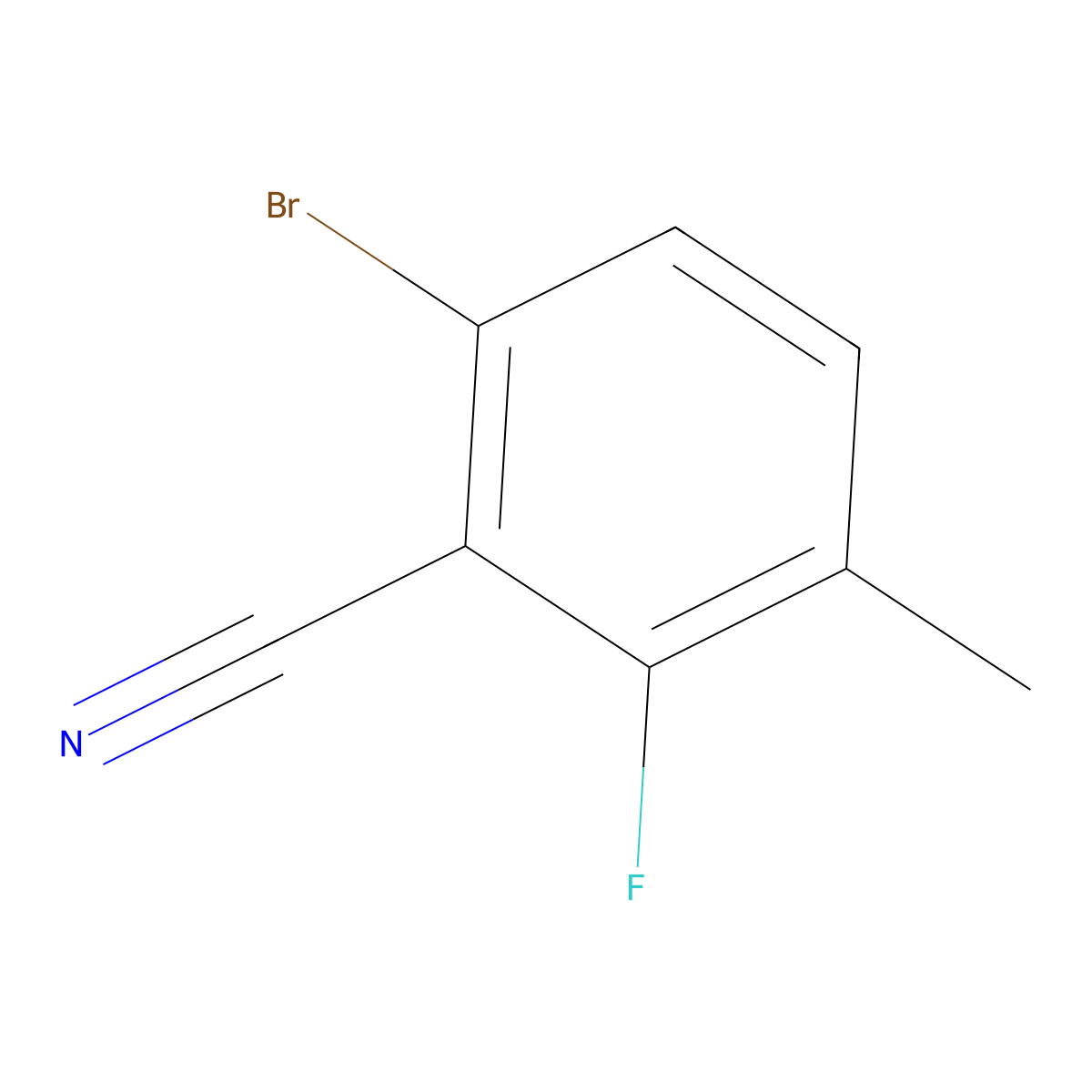 6-Bromo-2-fluoro-3-methylbenzonitrile molecular structure, CAS 1501163-33-2