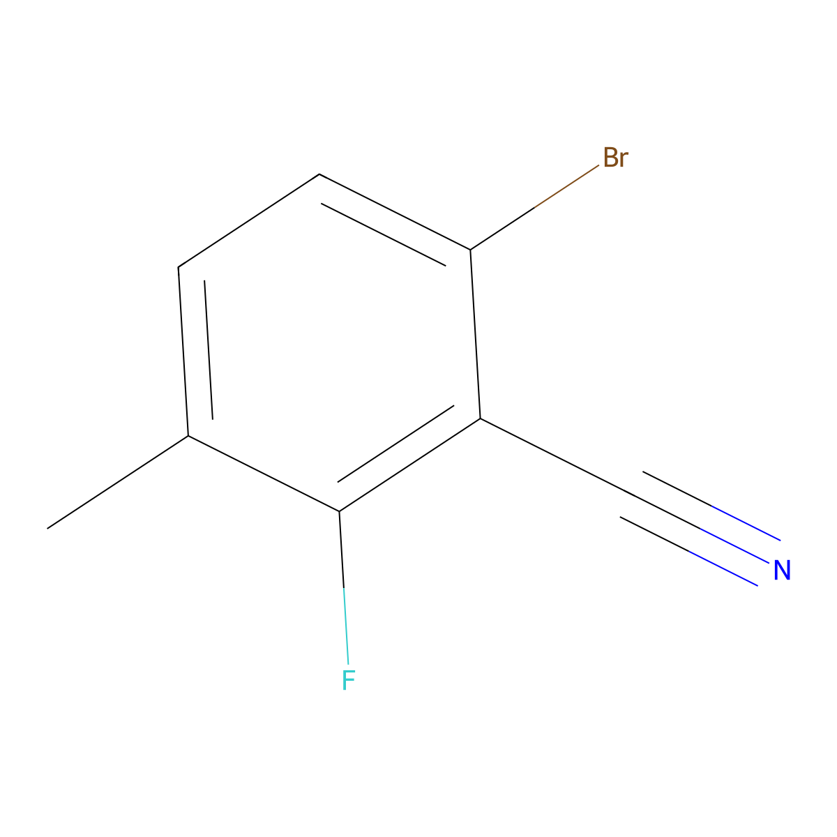 6-Bromo-2-fluoro-3-methylbenzonitrile molecular structure, CAS 1501163-33-2