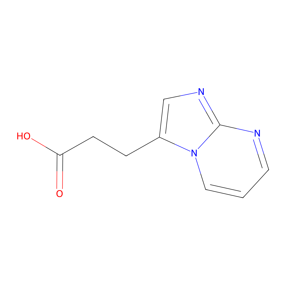 3-{Imidazo[1,2-a]pyrimidin-3-yl}propanoic acid molecular structure, CAS 1501184-96-8