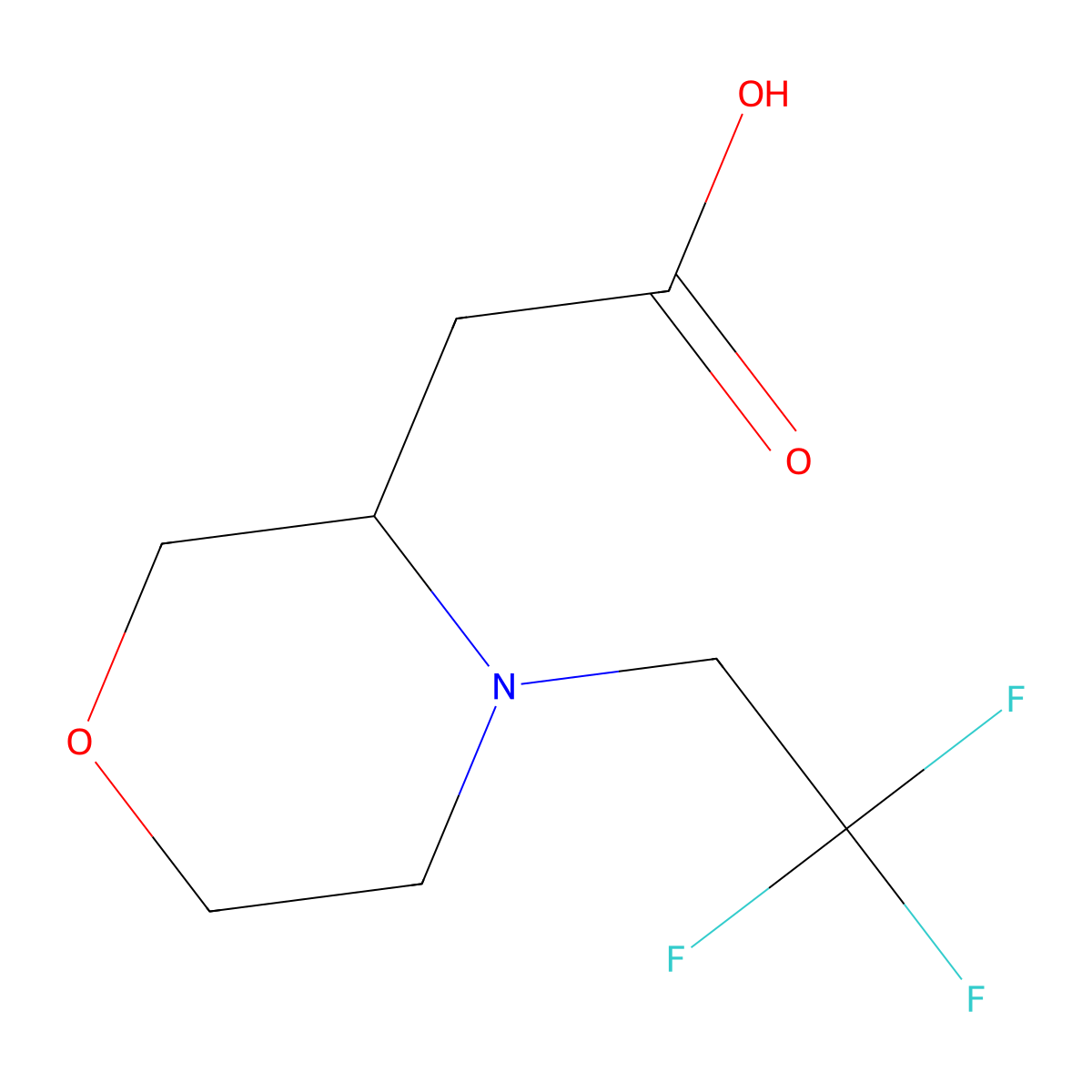 2-[4-(2,2,2-Trifluoroethyl)morpholin-3-yl]acetic acid molecular structure, CAS 1501188-91-5