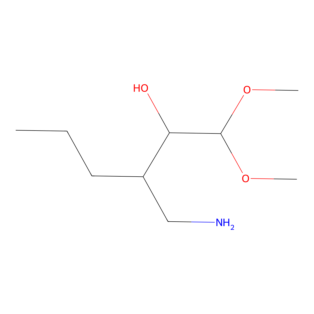 3-(Aminomethyl)-1,1-dimethoxyhexan-2-ol molecular structure, CAS 1501189-03-2
