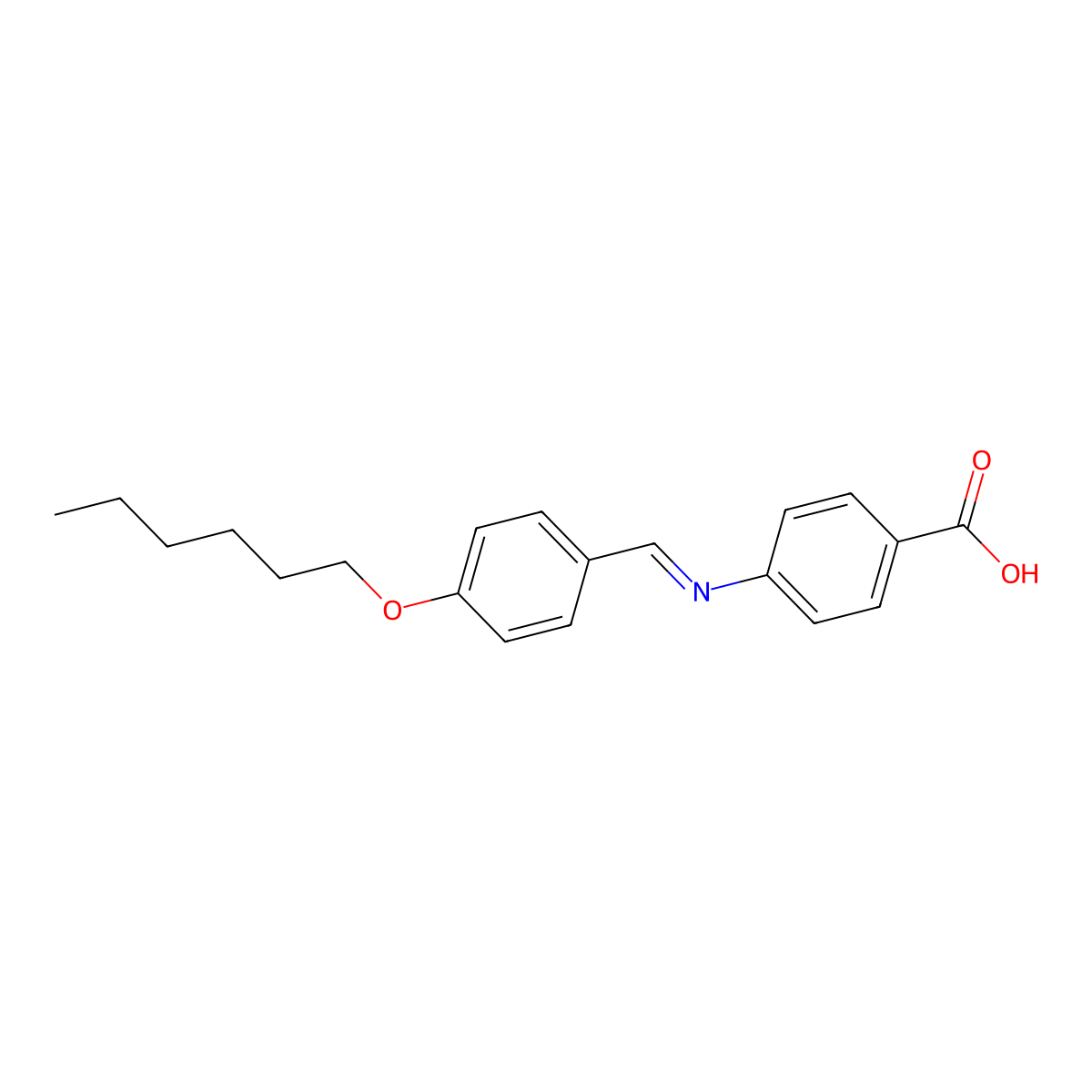 4-[(E)-{[4-(Hexyloxy)phenyl]methylidene}amino]benzoic acid molecular structure, CAS 15012-50-7