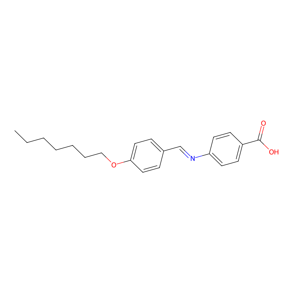 4-[(E)-{[4-(Heptyloxy)phenyl]methylidene}amino]benzoic acid molecular structure, CAS 15012-51-8