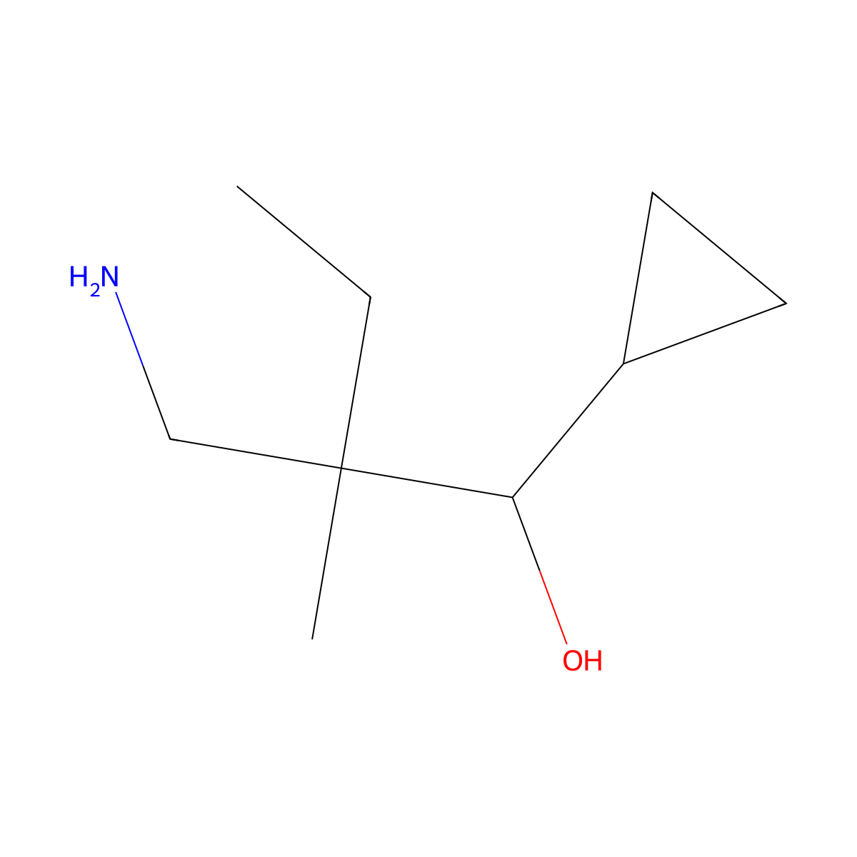 2-(Aminomethyl)-1-cyclopropyl-2-methylbutan-1-ol molecular structure, CAS 1501201-74-6