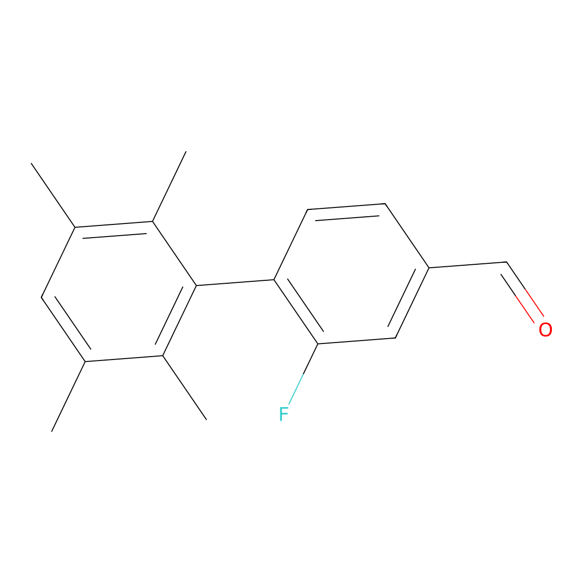 2-Fluoro-2',3',5',6'-tetramethyl[1,1'-biphenyl]-4-carboxaldehyde molecular structure, CAS 1501211-79-5
