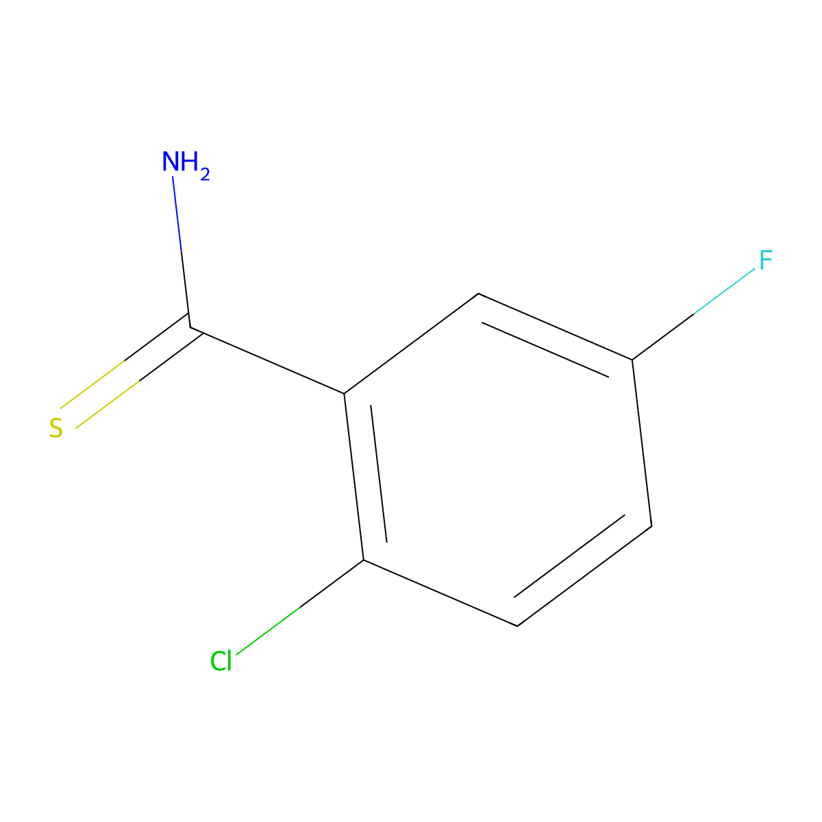 2-Chloro-5-fluorobenzene-1-carbothioamide molecular structure, CAS 1501215-39-9