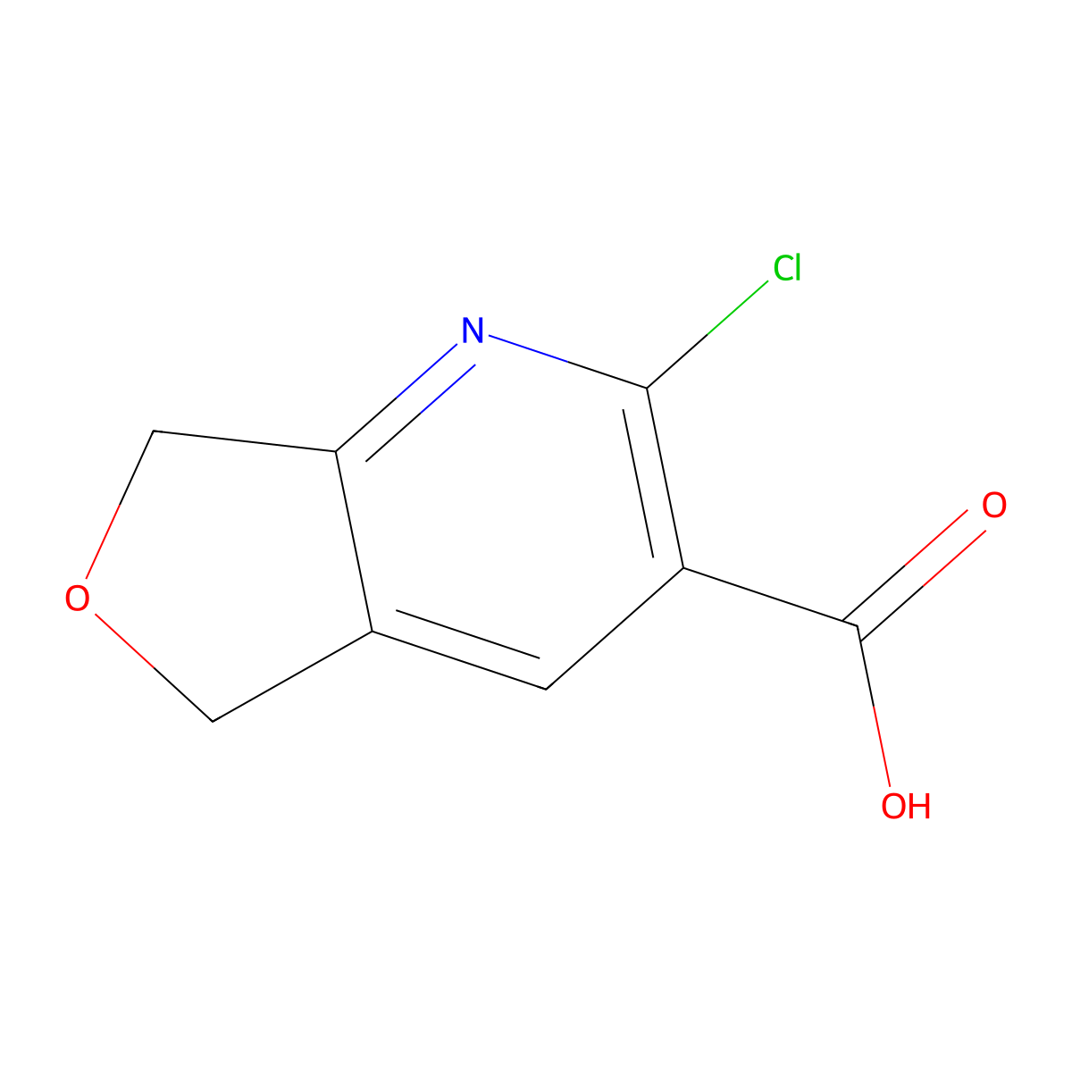 2-chloro-5H,7H-furo(3,4-b)pyridine-3-carboxylic acid molecular structure, CAS 1501220-44-5