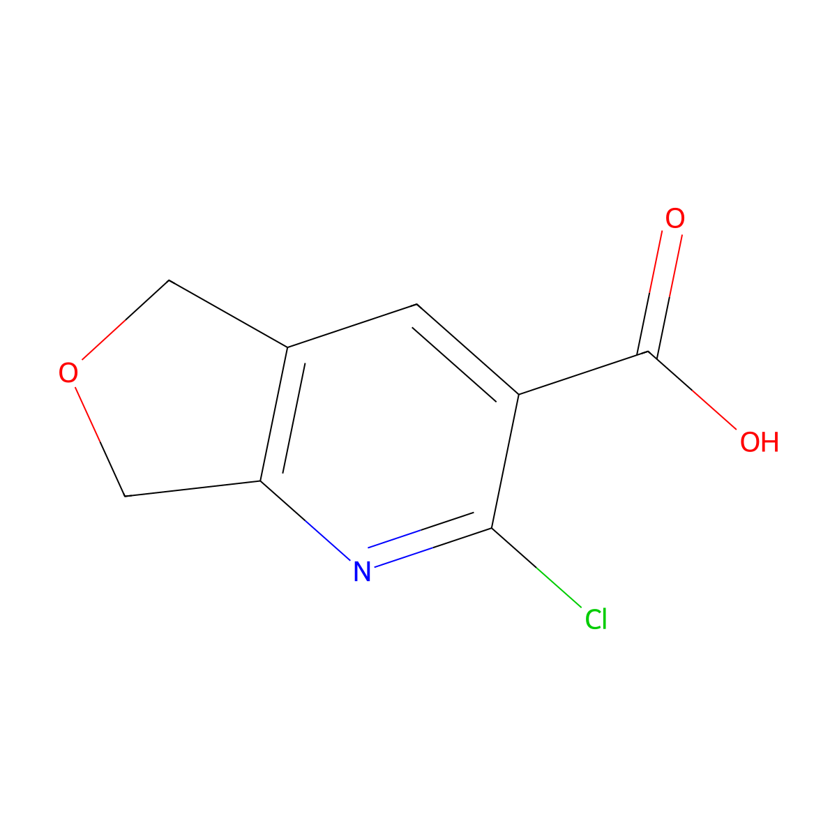 2-chloro-5H,7H-furo(3,4-b)pyridine-3-carboxylic acid molecular structure, CAS 1501220-44-5