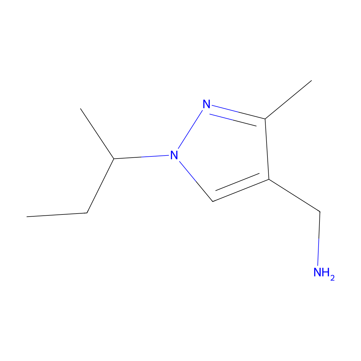 (1-(Sec-butyl)-3-methyl-1h-pyrazol-4-yl)methanamine molecular structure, CAS 1501259-33-1