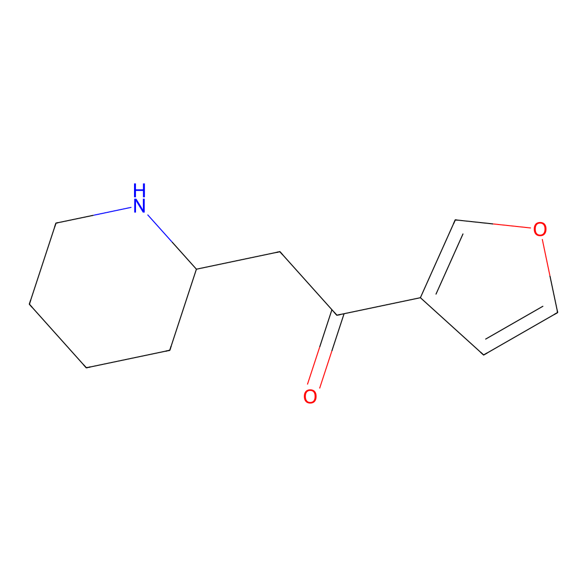 1-(Furan-3-yl)-2-(piperidin-2-yl)ethan-1-one molecular structure, CAS 1501268-01-4