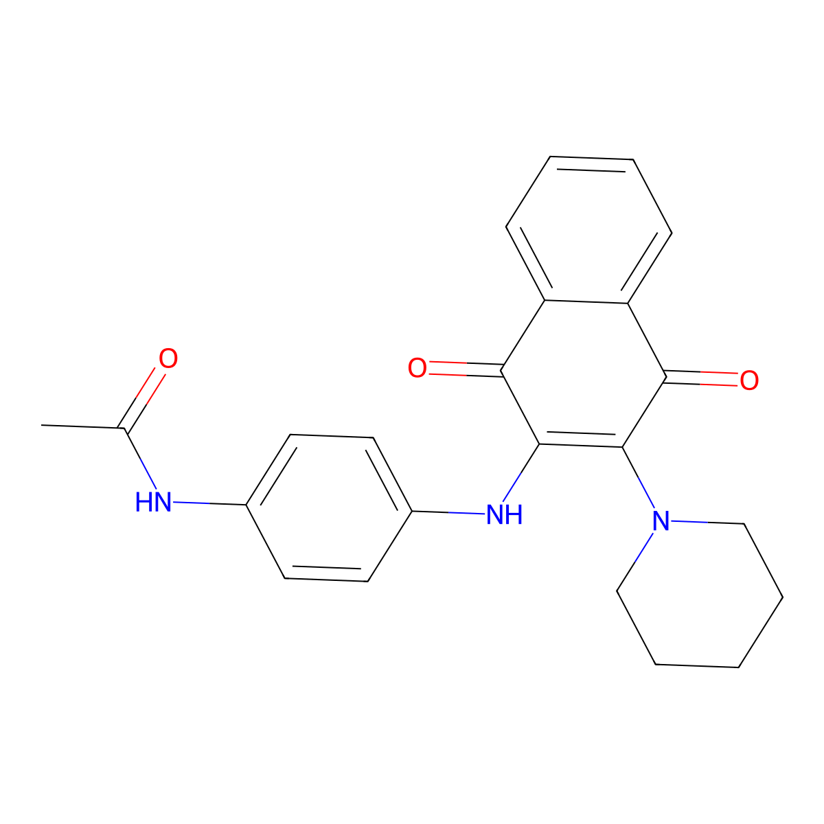 N-[4-[(1,4-dioxo-3-piperidin-1-ylnaphthalen-2-yl)amino]phenyl]acetamide molecular structure, CAS 150127-54-1