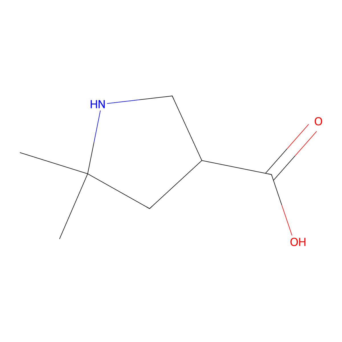 5,5-Dimethylpyrrolidine-3-carboxylic acid molecular structure, CAS 1501289-97-9