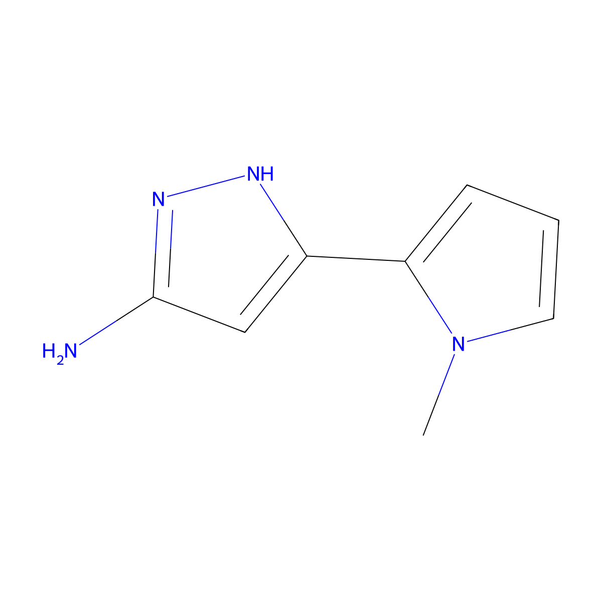 5-(1-methyl-1H-pyrrol-2-yl)-1H-pyrazol-3-amine molecular structure, CAS 150131-20-7
