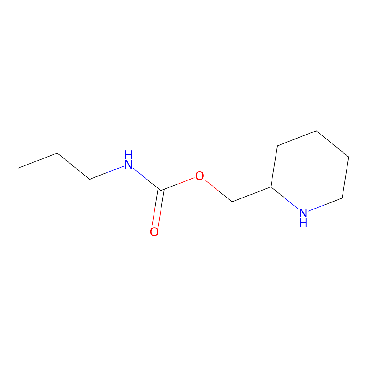 (piperidin-2-yl)methyl N-propylcarbamate molecular structure, CAS 1501315-26-9