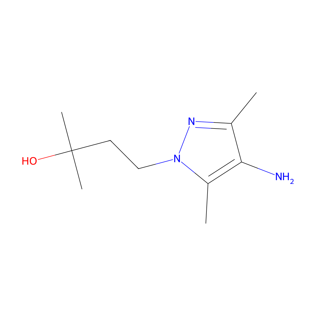 4-(4-amino-3,5-dimethyl-1H-pyrazol-1-yl)-2-methylbutan-2-ol molecular structure, CAS 1501334-07-1