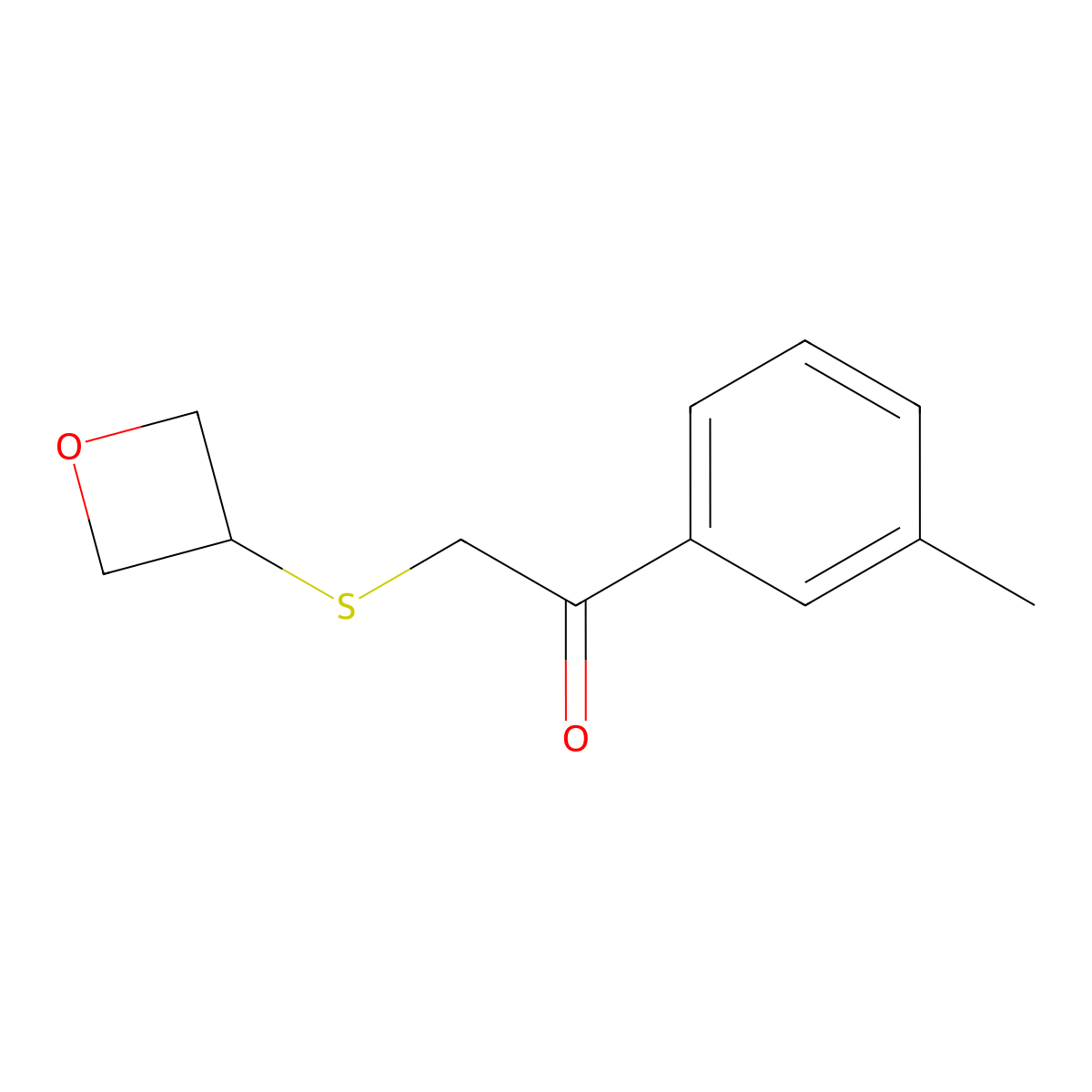 2-(Oxetan-3-ylthio)-1-(m-tolyl)ethan-1-one molecular structure, CAS 1501336-21-5