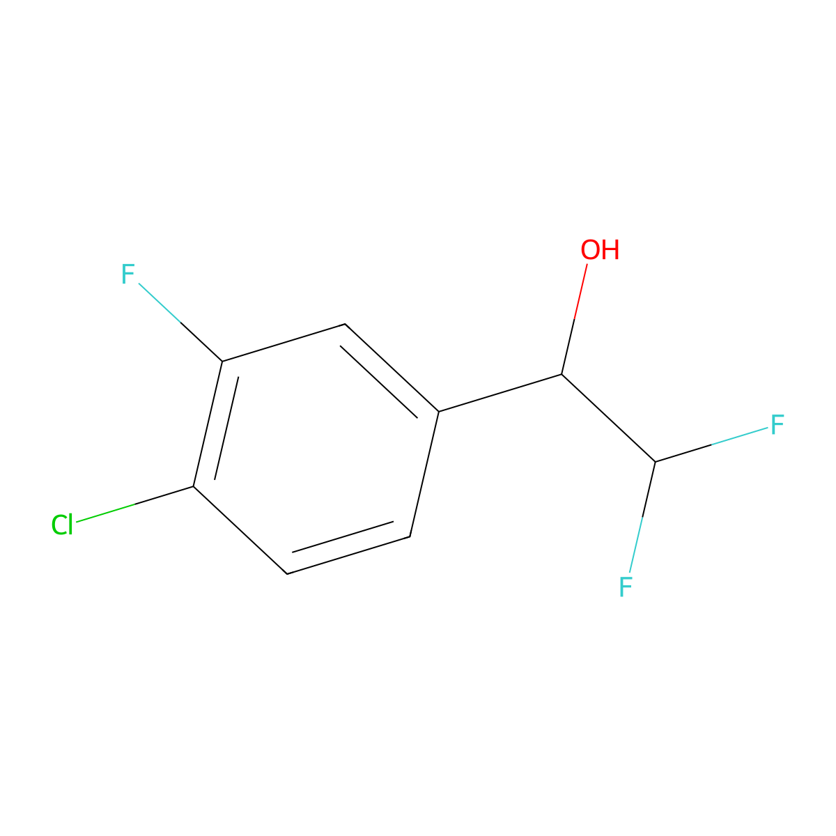 1-(4-Chloro-3-fluorophenyl)-2,2-difluoroethan-1-ol molecular structure, CAS 1501371-76-1