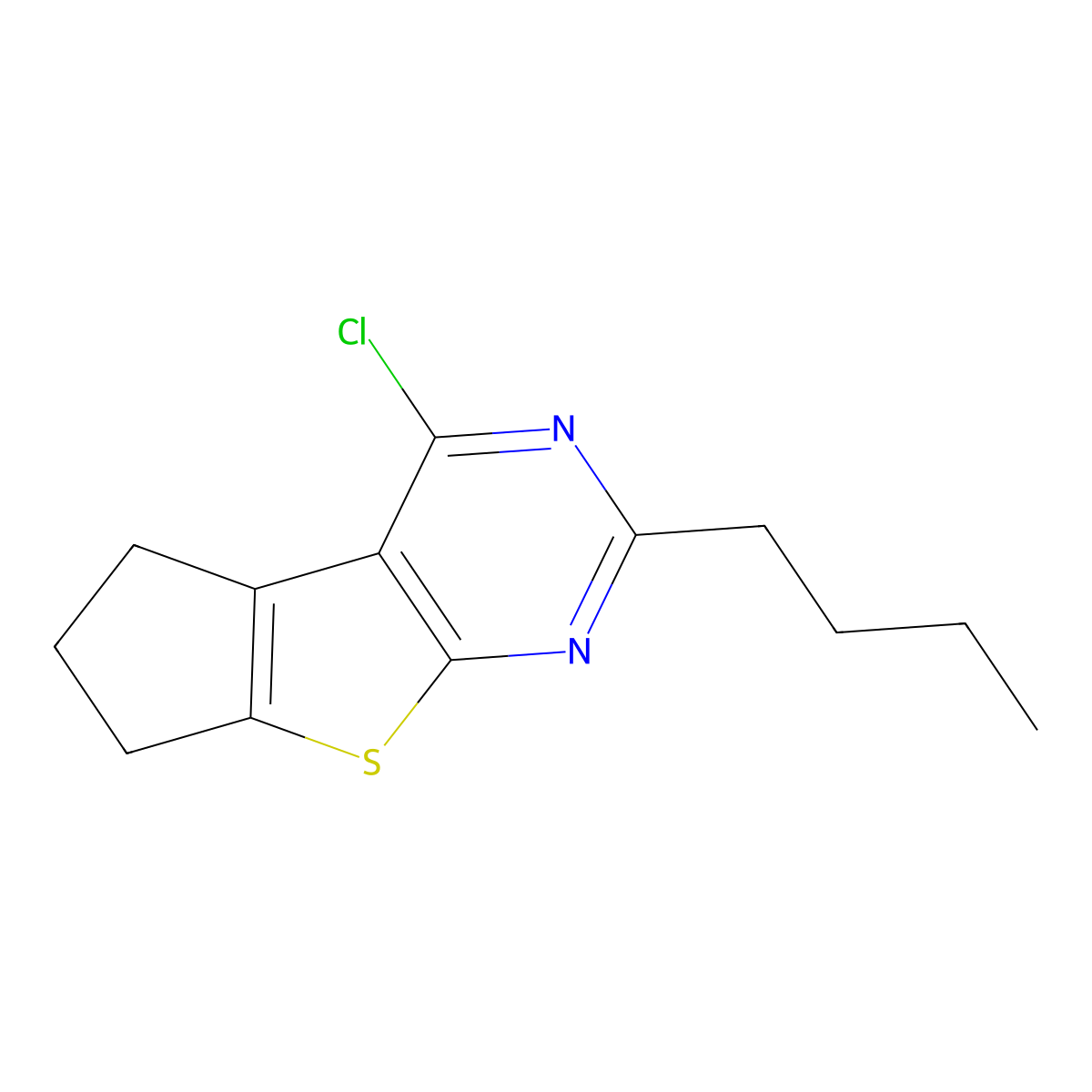 2-Butyl-4-chloro-6,7-dihydro-5h-cyclopenta[4,5]thieno[2,3-d]pyrimidine molecular structure, CAS 1501372-11-7
