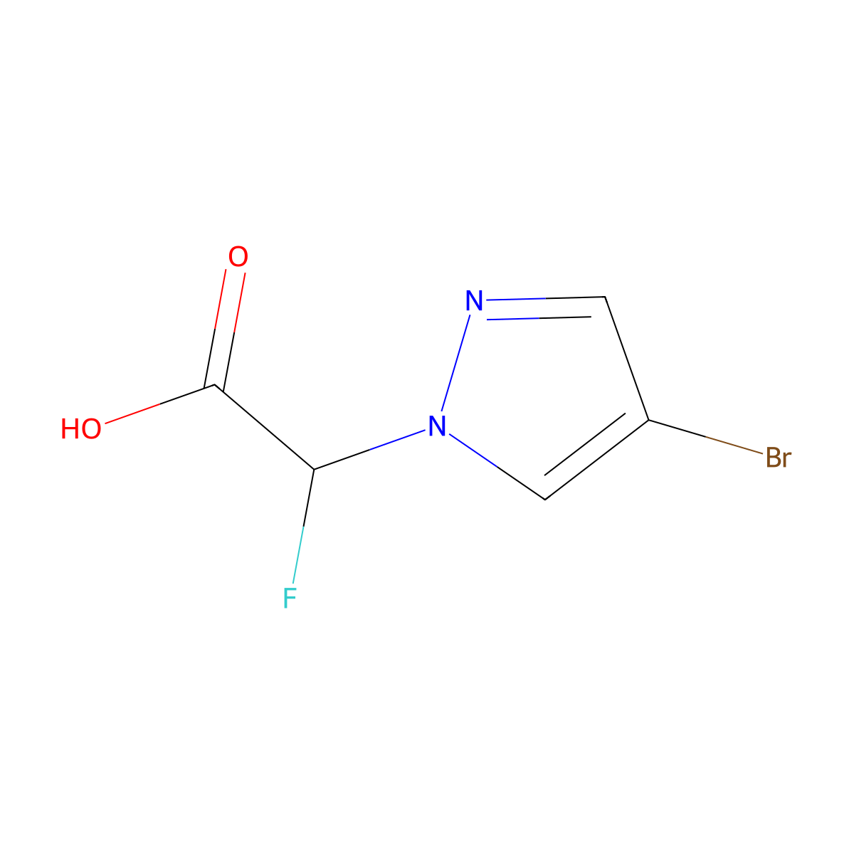 2-(4-bromo-1H-pyrazol-1-yl)-2-fluoroacetic acid molecular structure, CAS 1501385-41-6