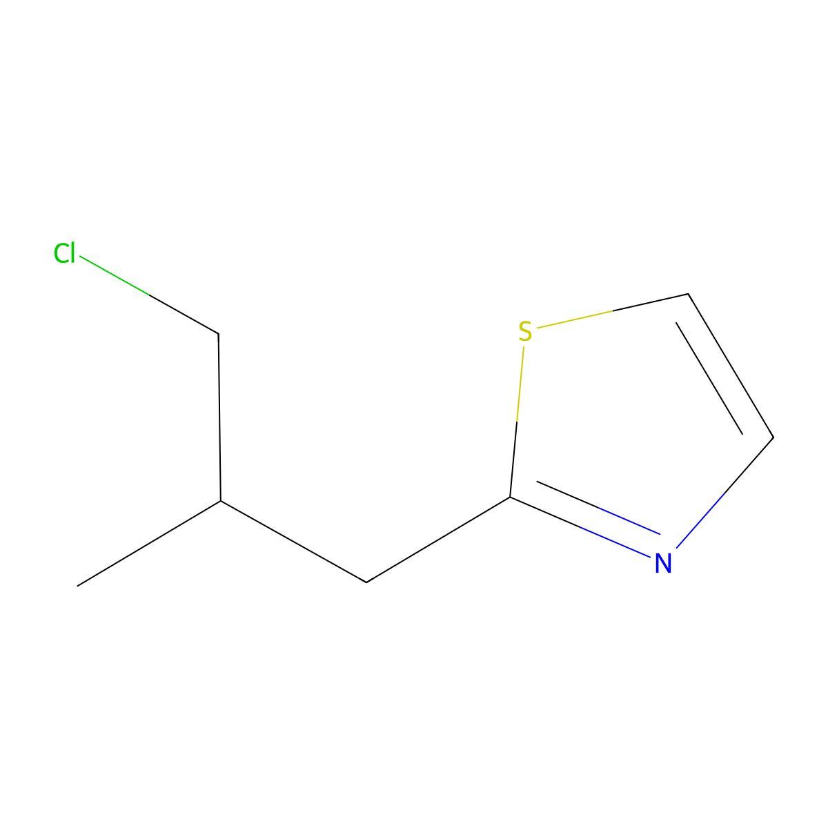 2-(3-Chloro-2-methylpropyl)-1,3-thiazole molecular structure, CAS 1501388-35-7