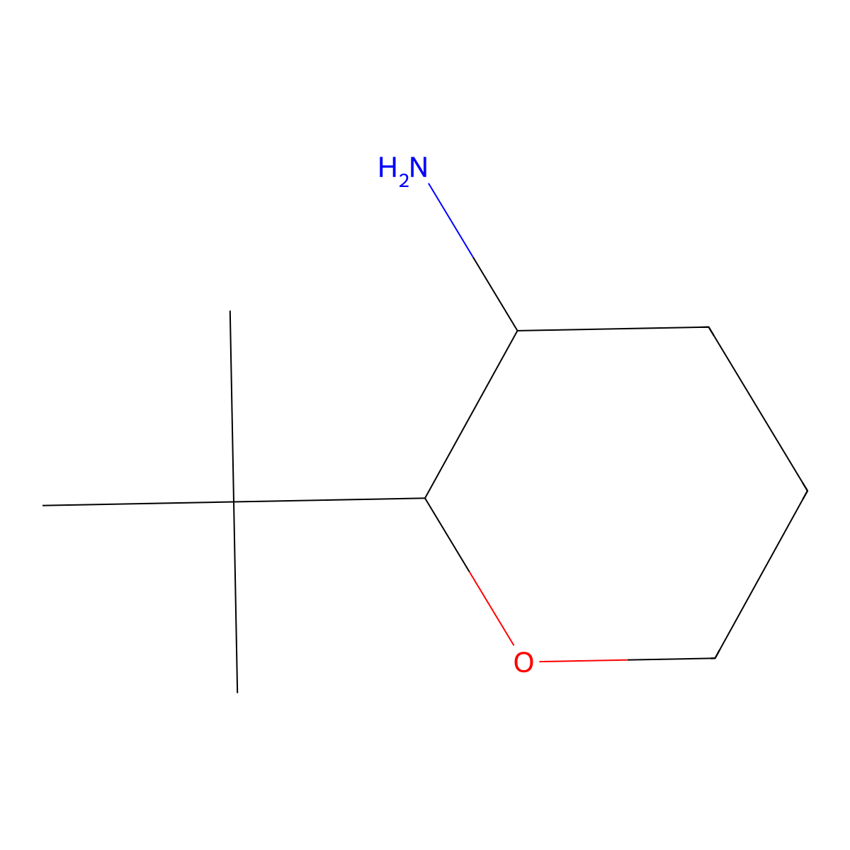 2-Tert-butyloxan-3-amine molecular structure, CAS 1501425-27-9