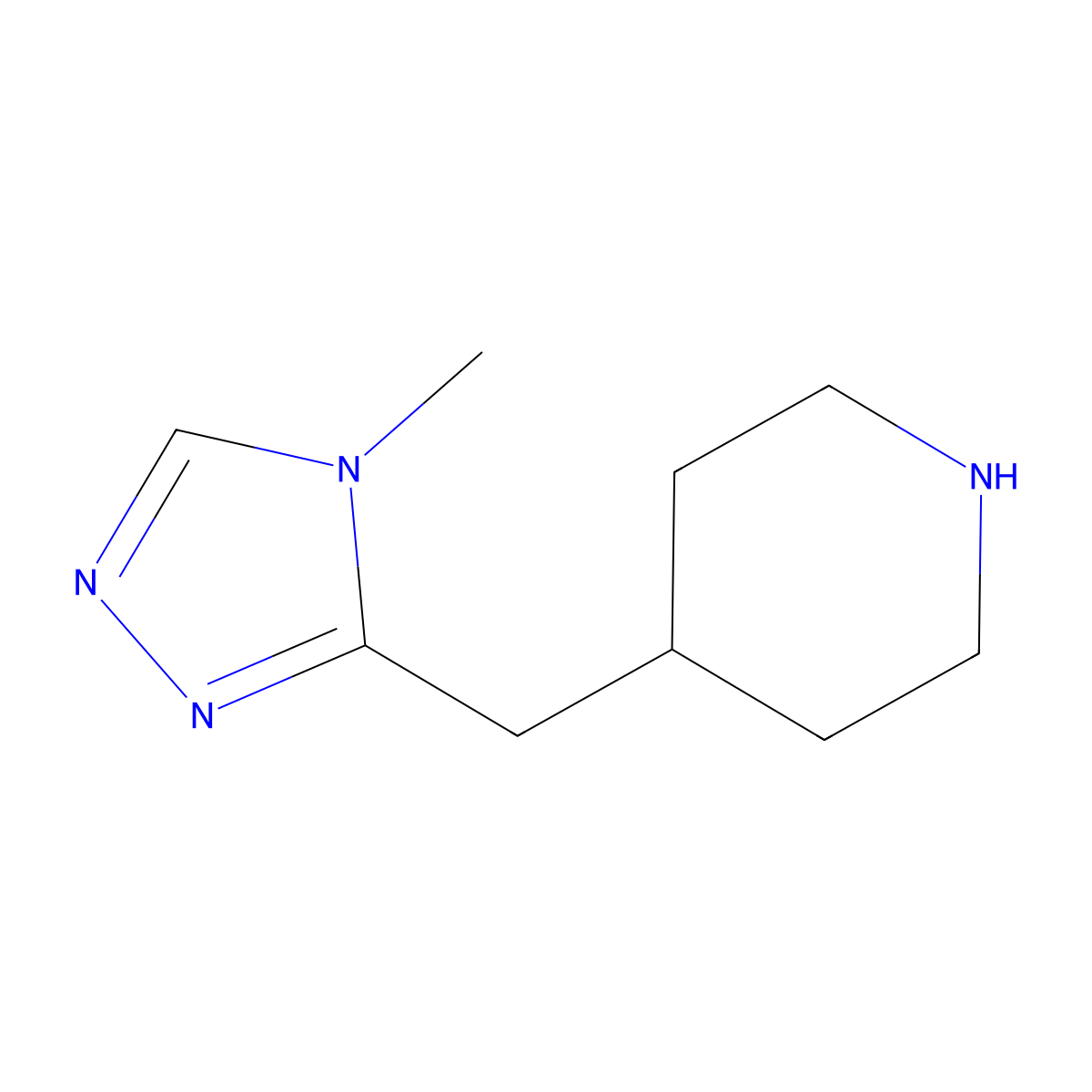 4-[(4-methyl-4H-1,2,4-triazol-3-yl)methyl]piperidine molecular structure, CAS 1501427-11-7