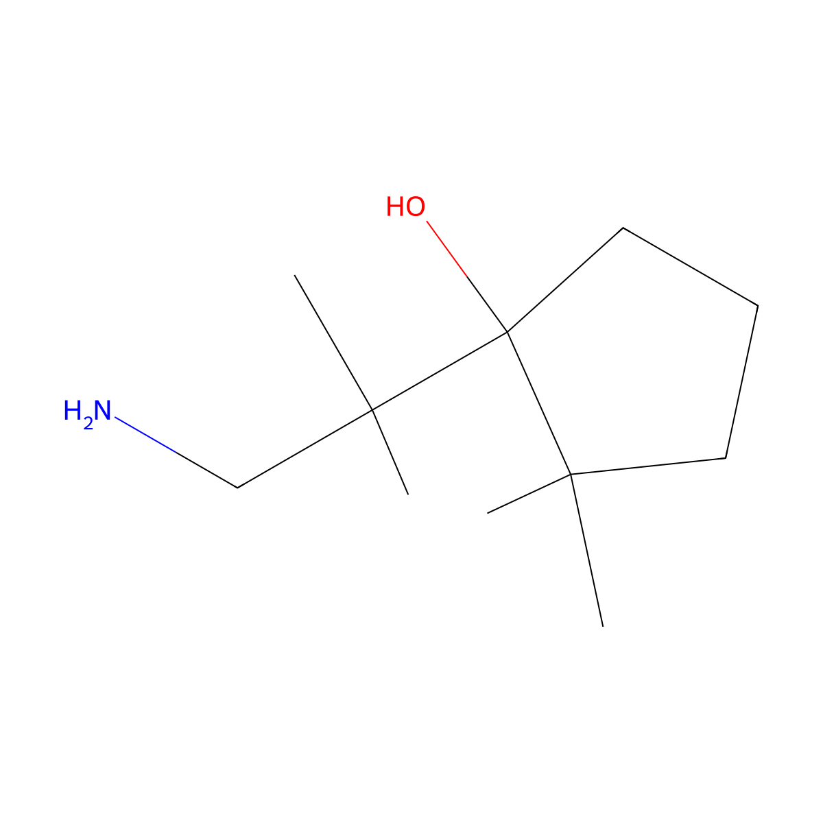 1-(1-Amino-2-methylpropan-2-YL)-2,2-dimethylcyclopentan-1-OL molecular structure, CAS 1501446-43-0