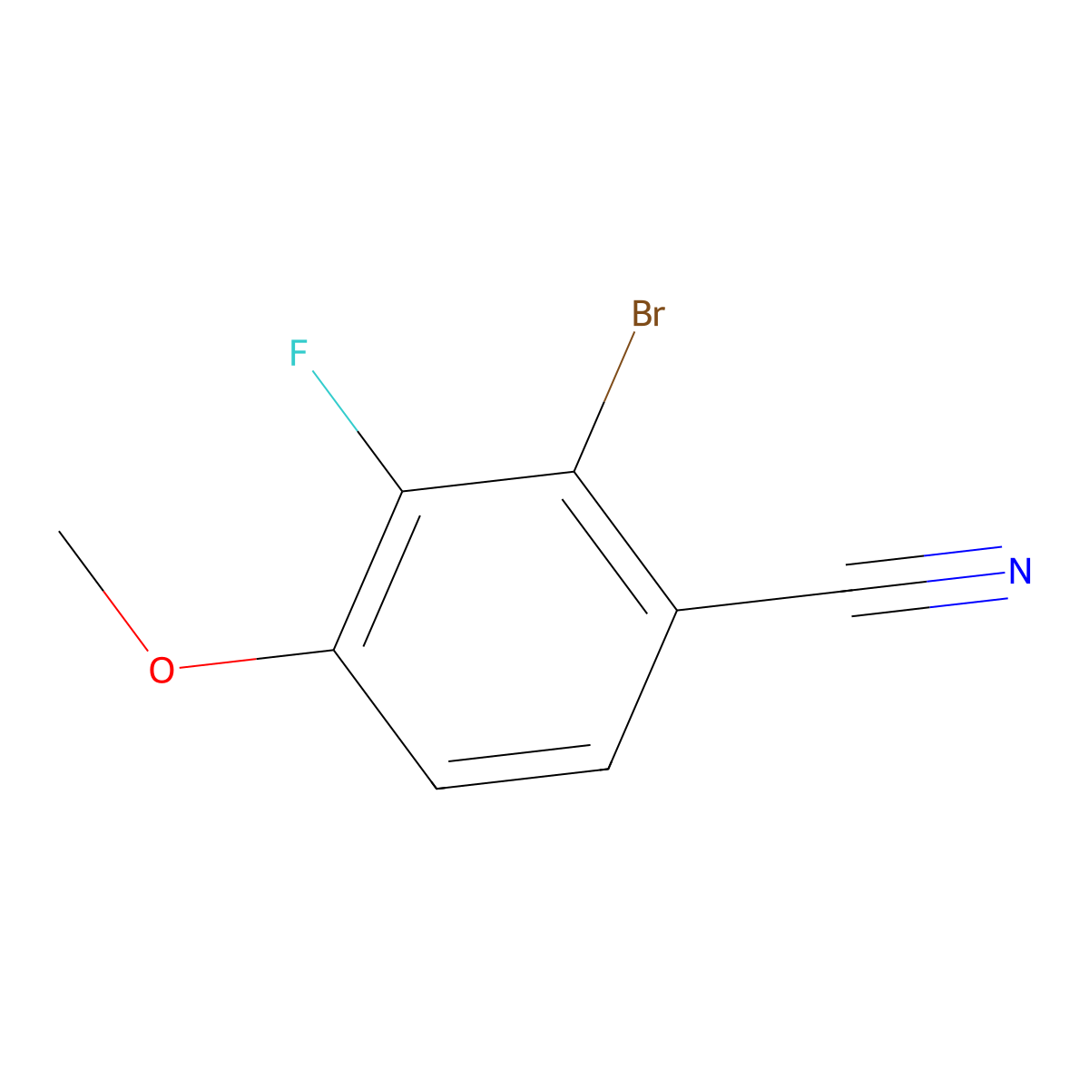 2-Bromo-3-fluoro-4-methoxybenzonitrile molecular structure, CAS 1501465-76-4