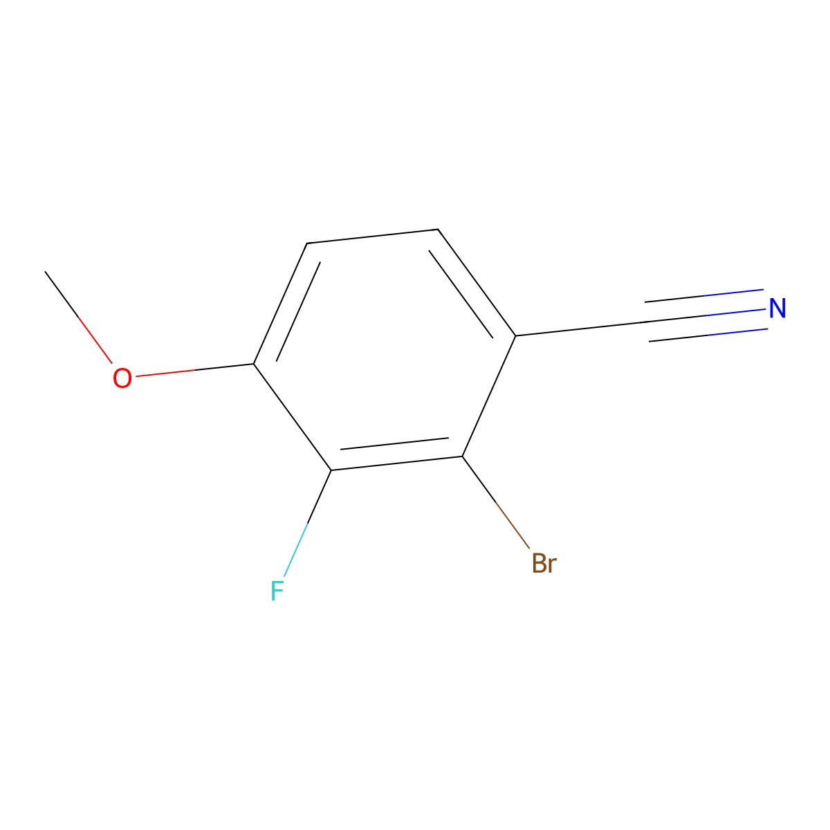 2-Bromo-3-fluoro-4-methoxybenzonitrile molecular structure, CAS 1501465-76-4