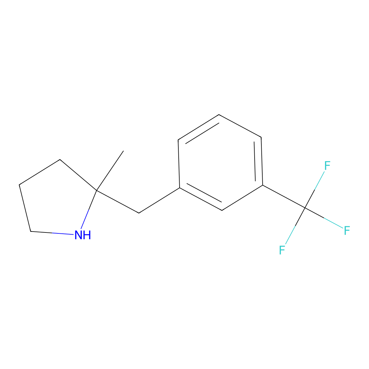 2-Methyl-2-{[3-(trifluoromethyl)phenyl]methyl}pyrrolidine molecular structure, CAS 1501470-85-4