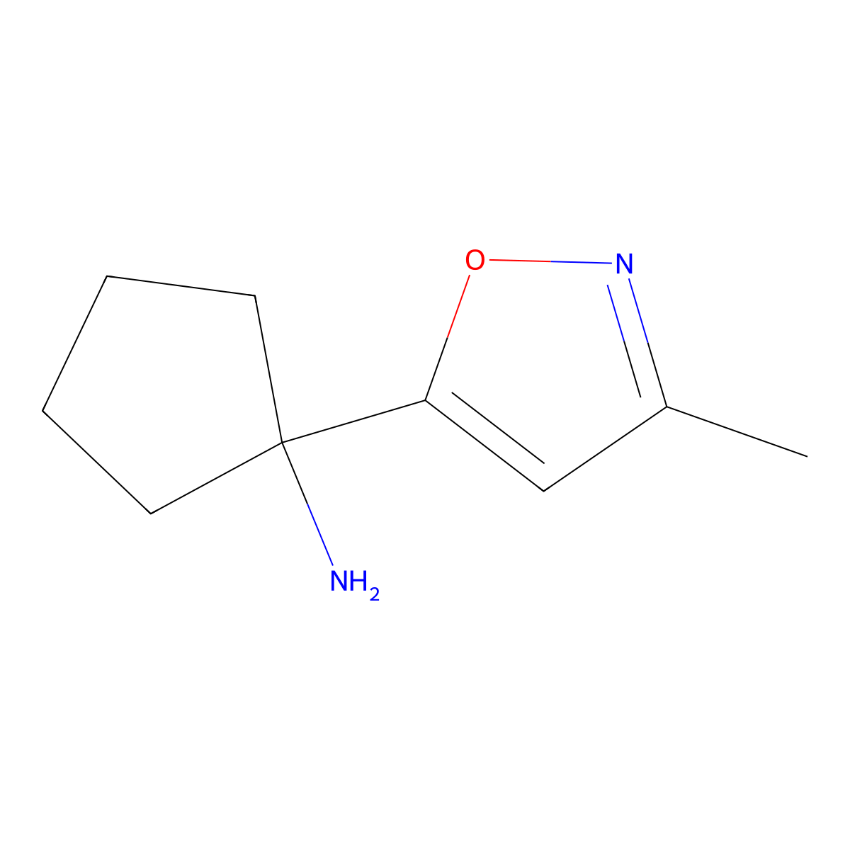 1-(3-Methyl-1,2-oxazol-5-yl)cyclopentan-1-amine molecular structure, CAS 1501474-82-3
