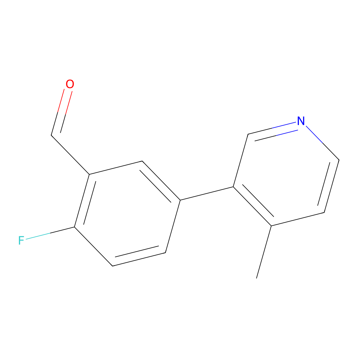 2-Fluoro-5-(4-methylpyridin-3-yl)benzaldehyde molecular structure, CAS 1501482-14-9