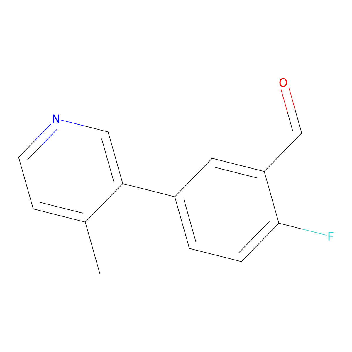 2-Fluoro-5-(4-methylpyridin-3-yl)benzaldehyde molecular structure, CAS 1501482-14-9