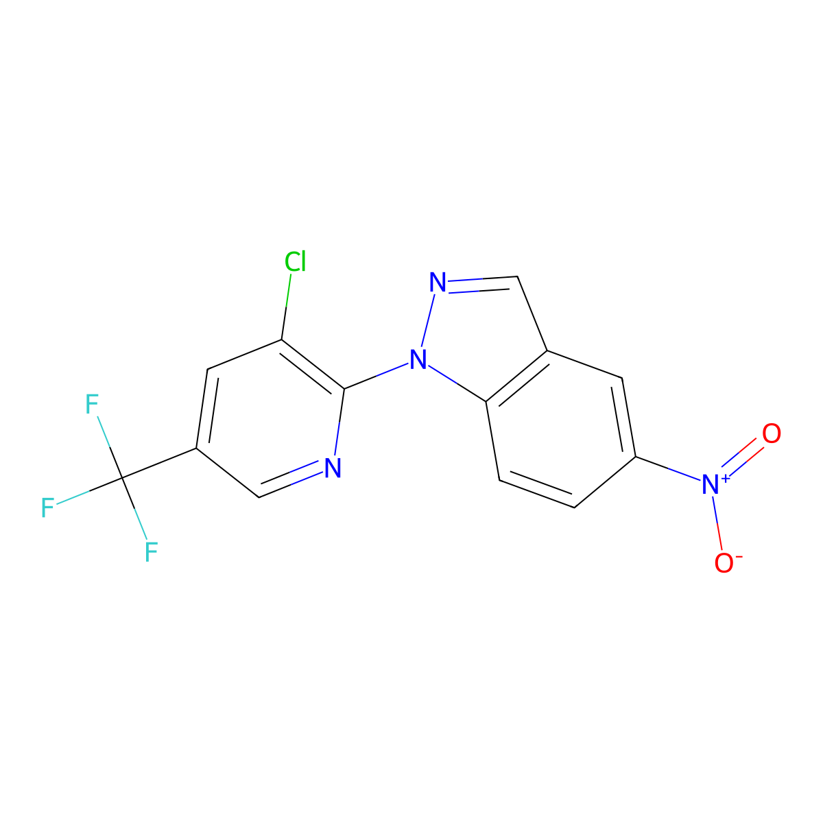 1-[3-chloro-5-(trifluoromethyl)-2-pyridinyl]-5-nitro-1H-indazole molecular structure, CAS 150149-16-9