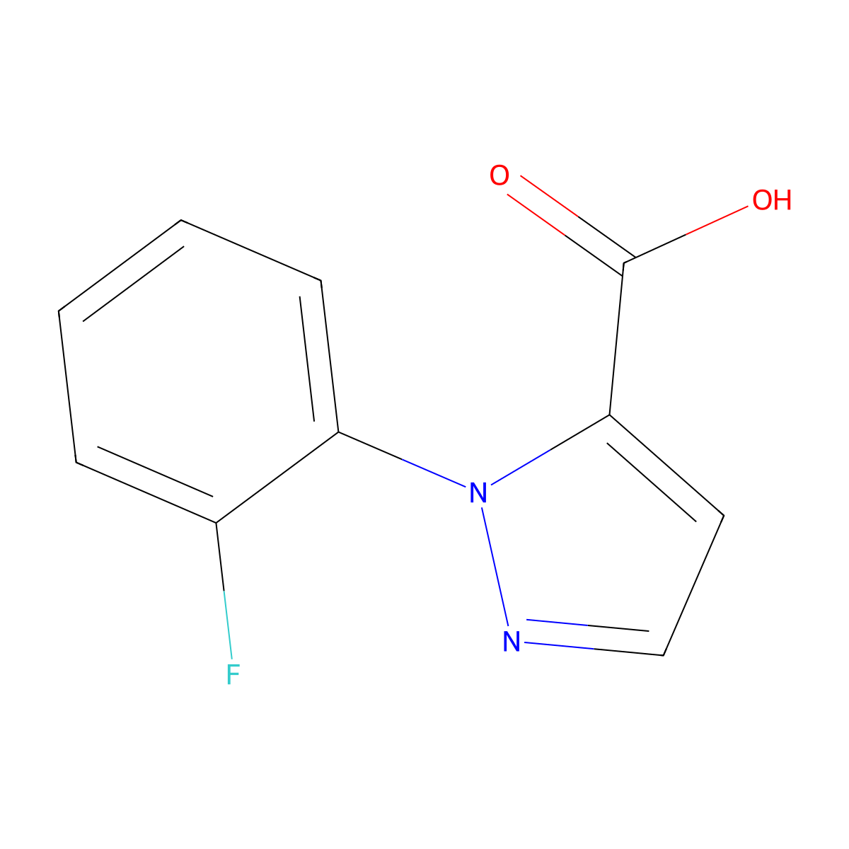 1-(2-fluorophenyl)-1H-pyrazole-5-carboxylic acid molecular structure, CAS 1501515-08-7